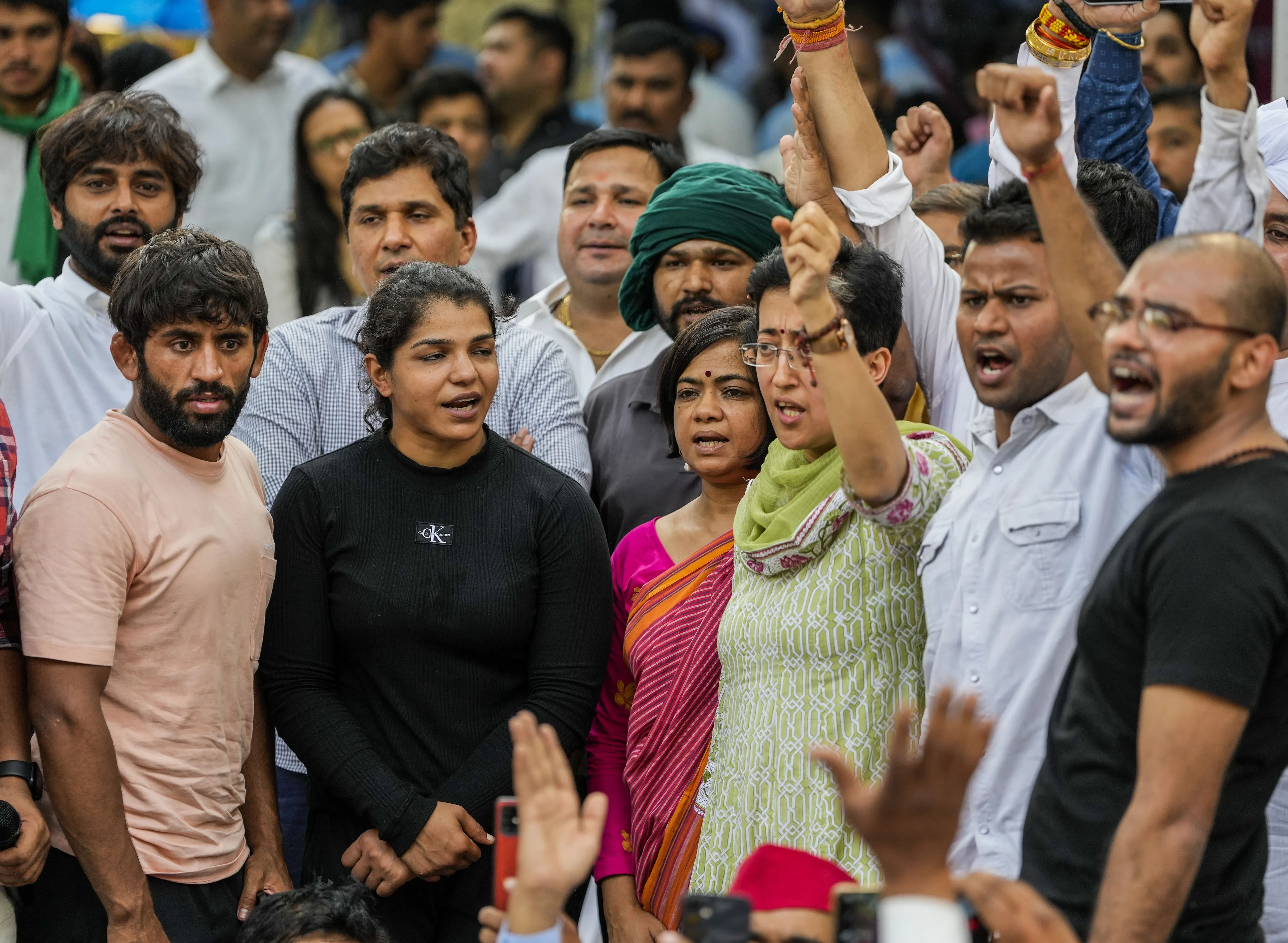 Wrestlers protest at Jantar Mantar