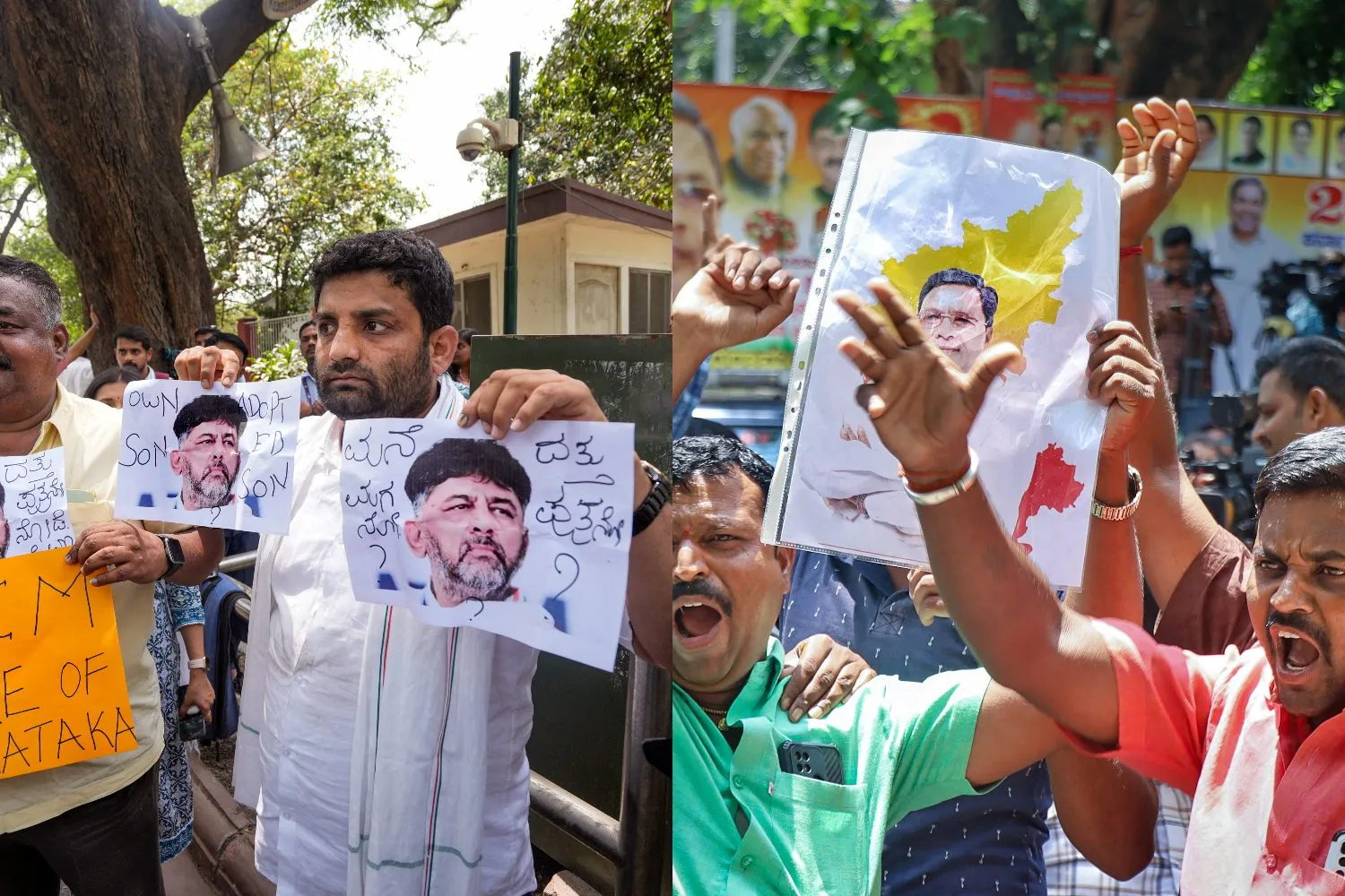 Supporters of Siddaramaiah and D K Shivakumar