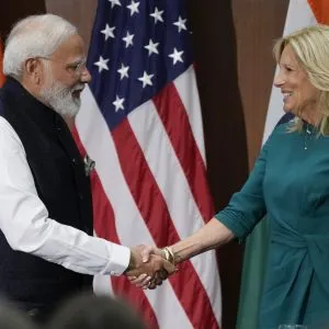 First lady Jill Biden and India's Prime Minister Narendra Modi