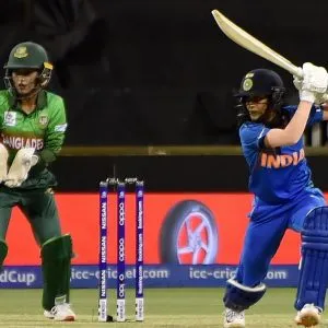 India's 228 for eight with Jemima, Harmanpreet's material