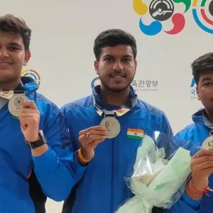Indian men's trap team won silver medal in ISSF Junior World Championship