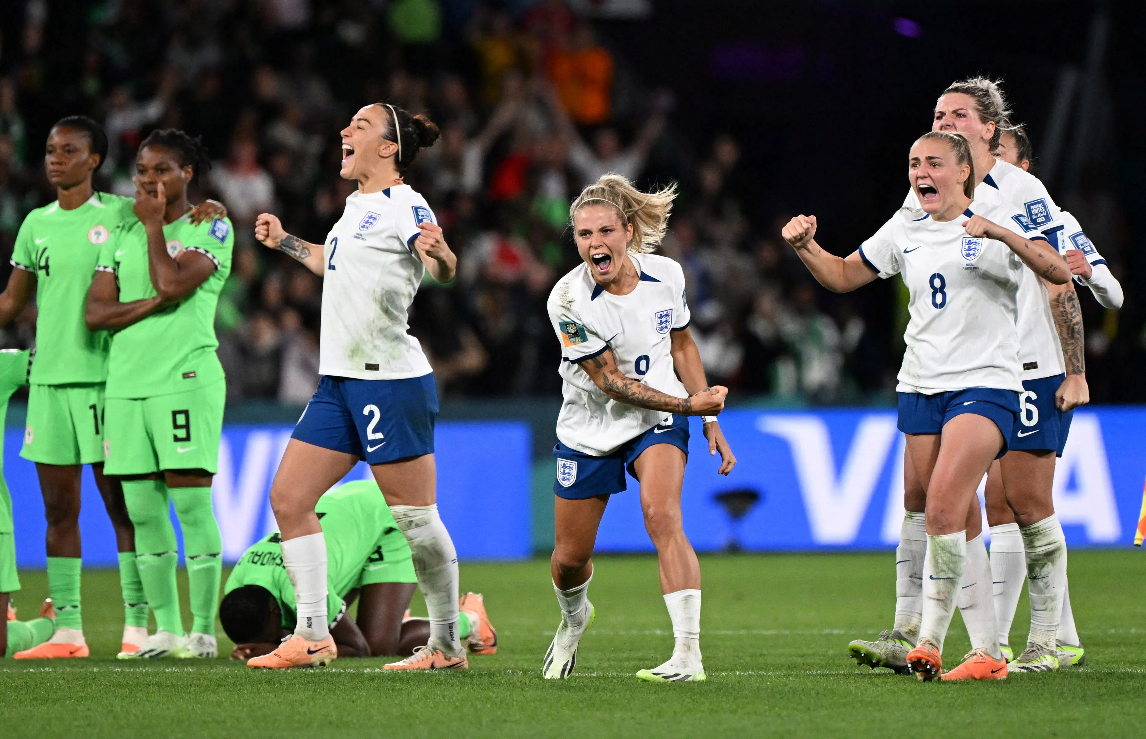 England advances over Nigeria on penalty kicks despite James' red card at the Women's World Cup