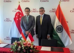 CJI meets Singapore counterpart, witnesses signing of MoU between SCs of two nations