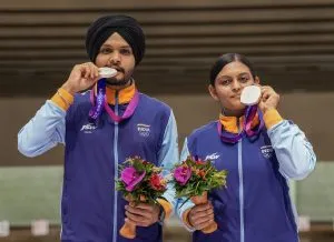 arabjot, Divya win silver medal in 10m air pistol mixed team event