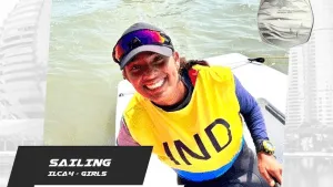 Neha Thakur wins silver in sailing for India. Photo: X