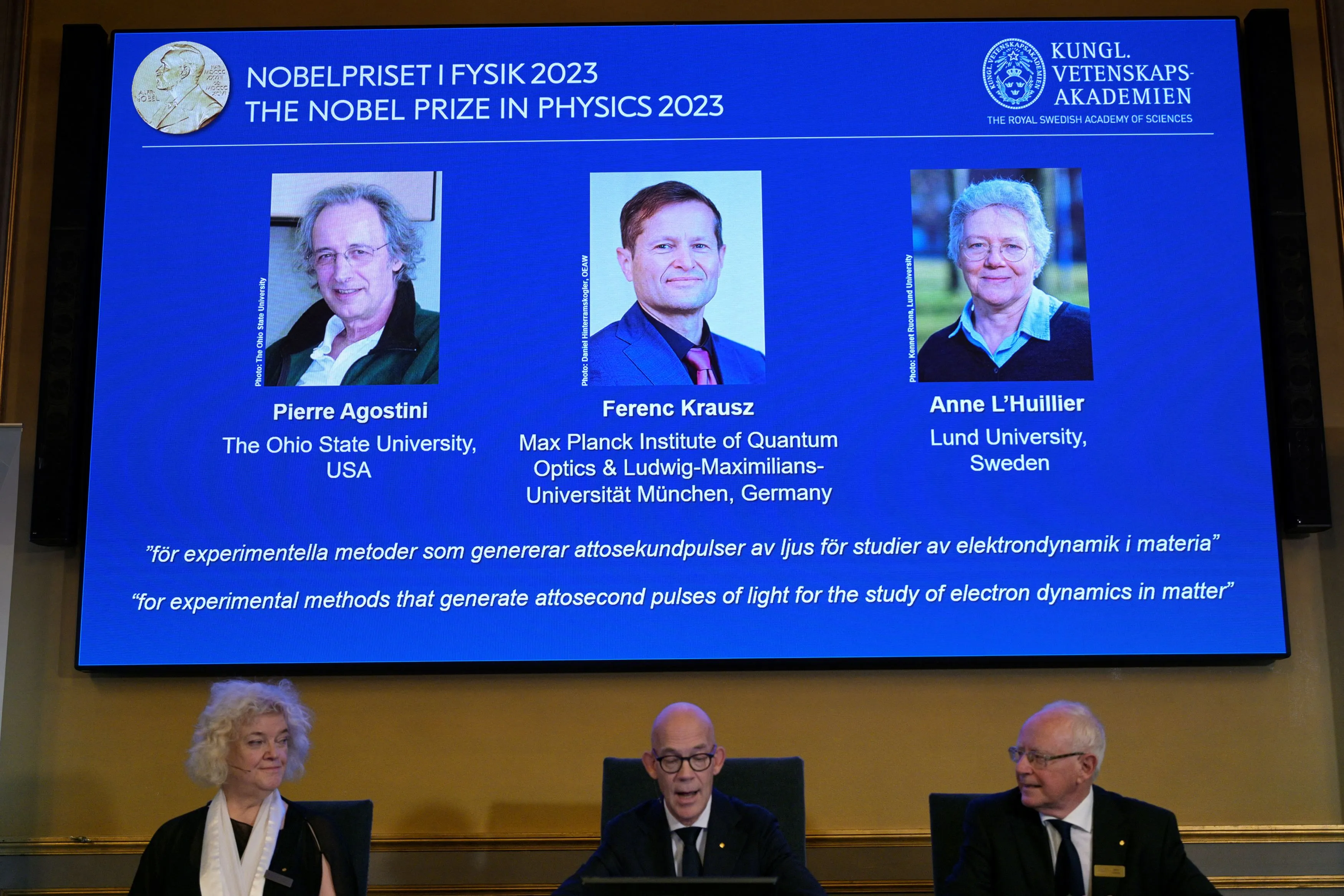 Nobel Prize in Physics, at the Royal Academy of Sciences in Stockholm