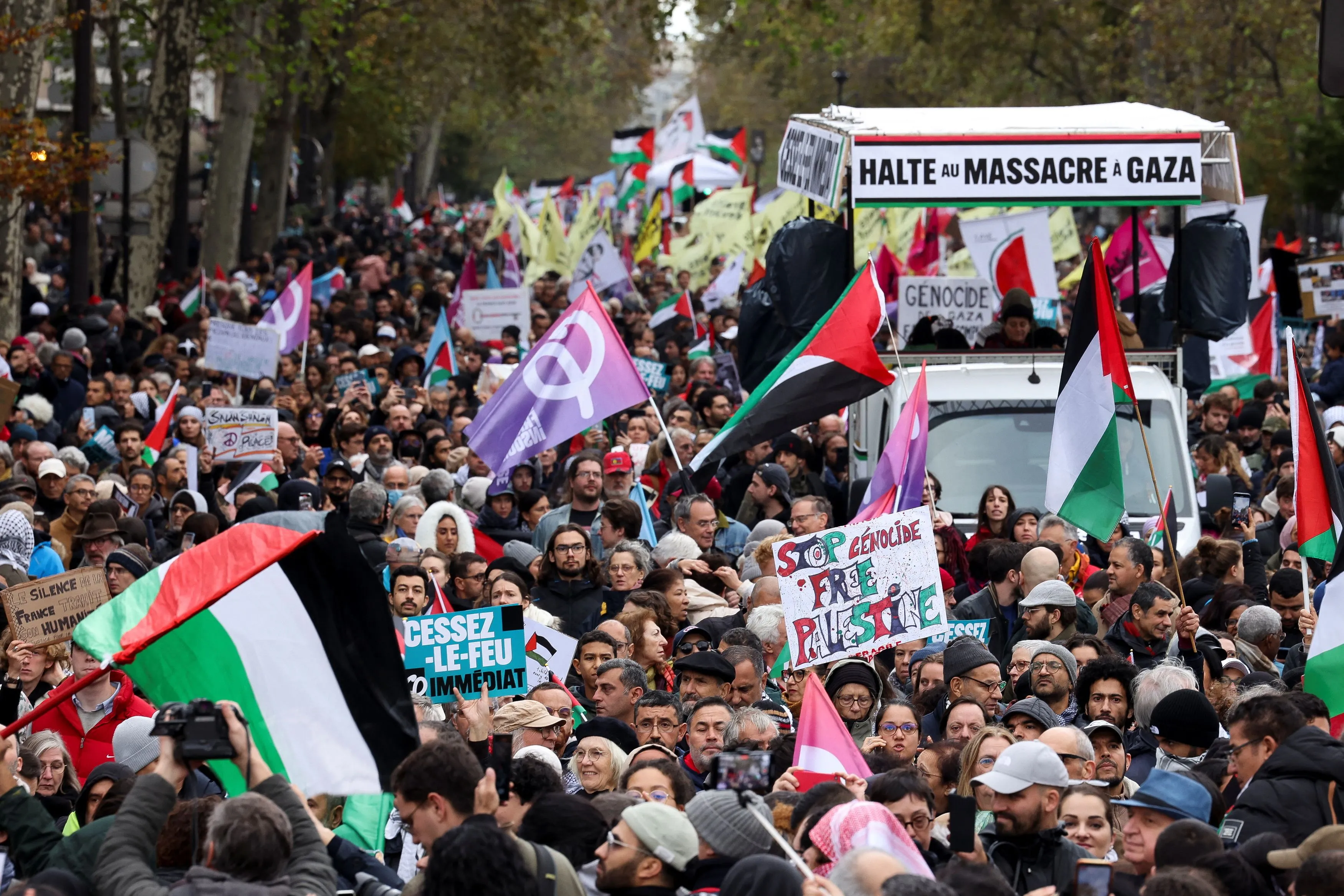 Demonstration in support of Palestinians in Gaza, in Paris