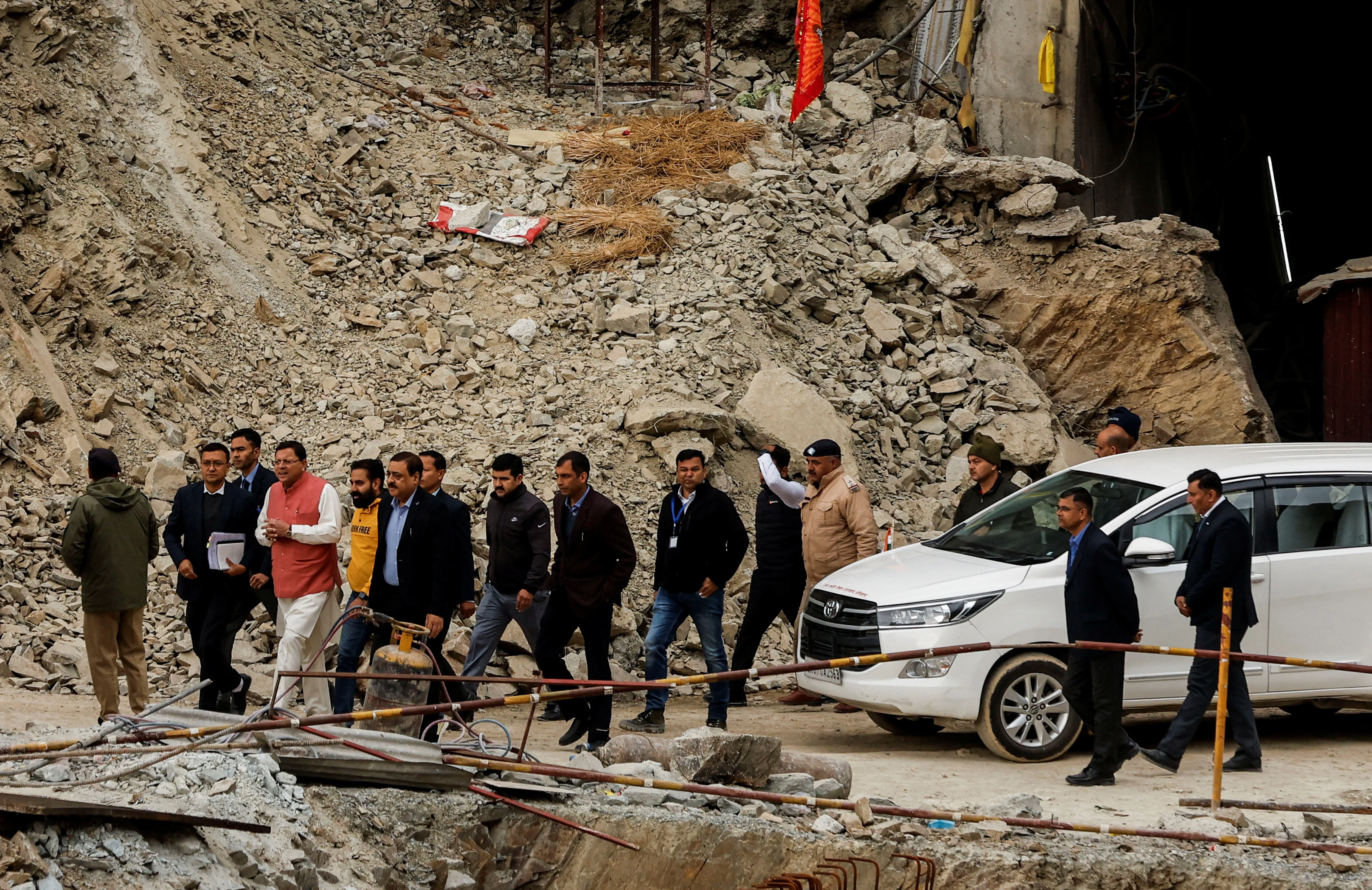 Rescue operations in progress after workers are trapped in a tunnel collapse, in Uttarkashi