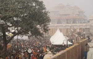Devotees at Ram Mandir in Ayodhya