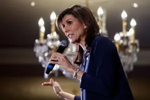 Republican presidential candidate and former U.S. Ambassador to the United Nations Nikki Haley attends an event for the DC Republican Party, in Washington
