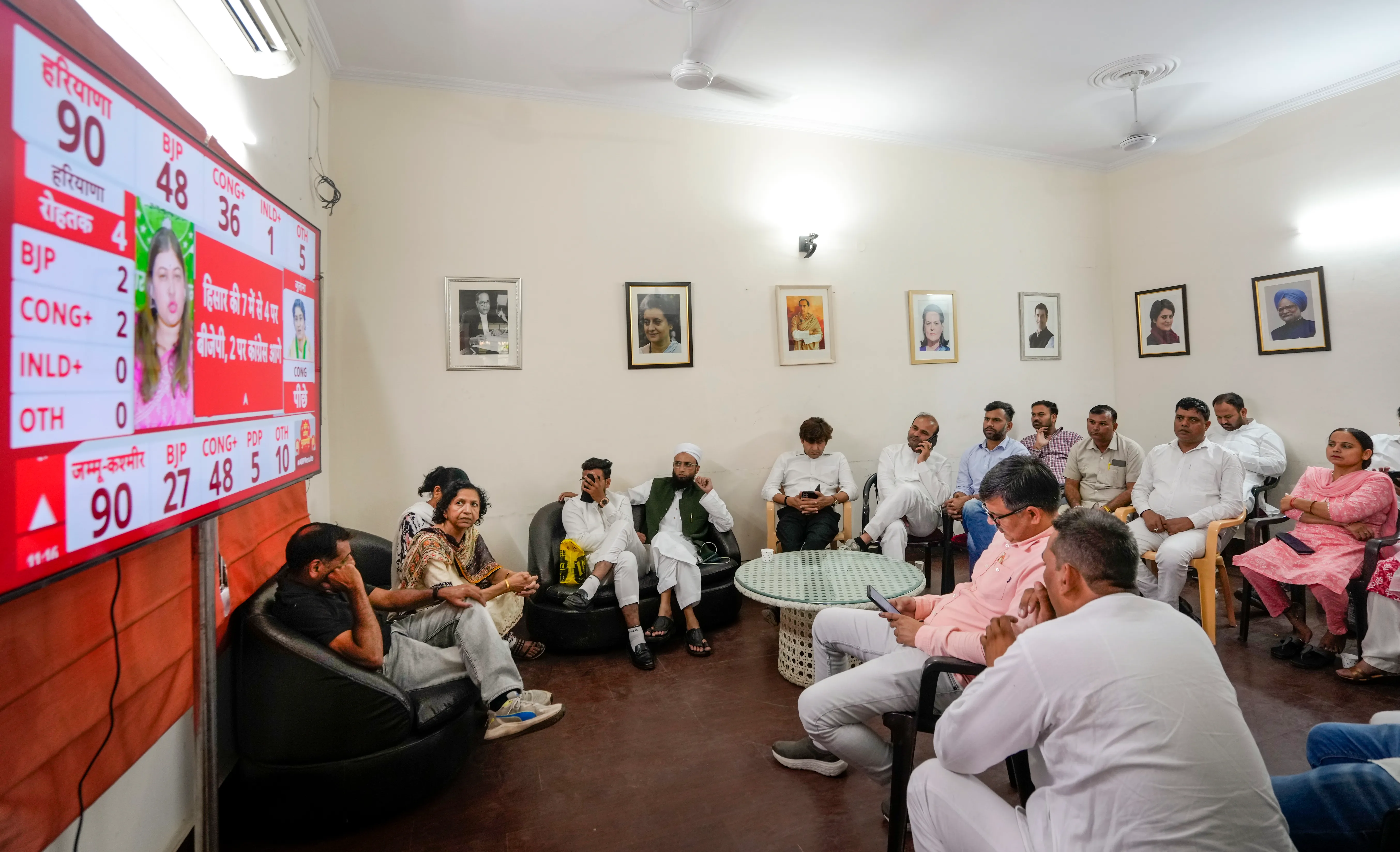 Congress supporters at Kumari Selja's residence