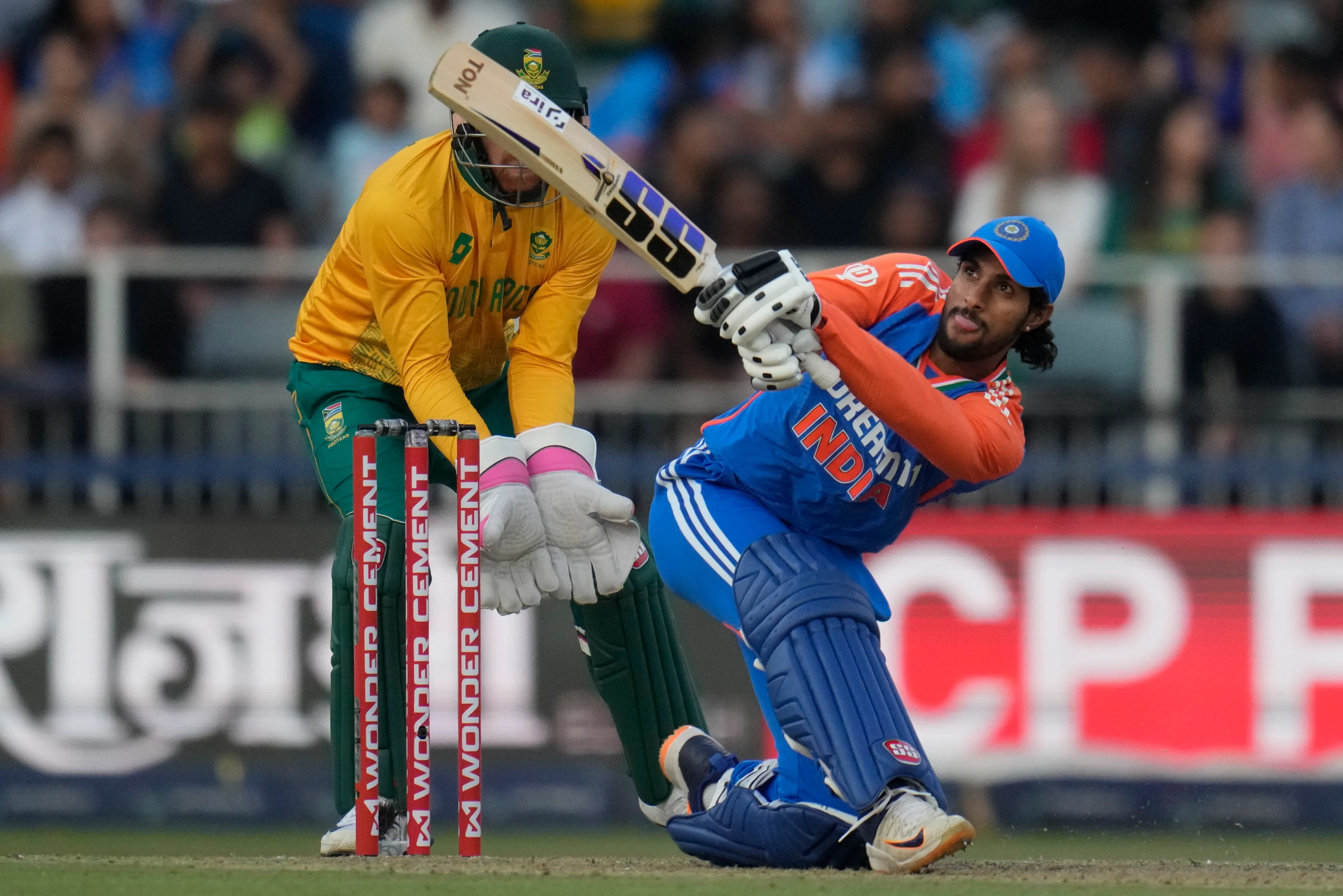 India's Tilak Varma bats