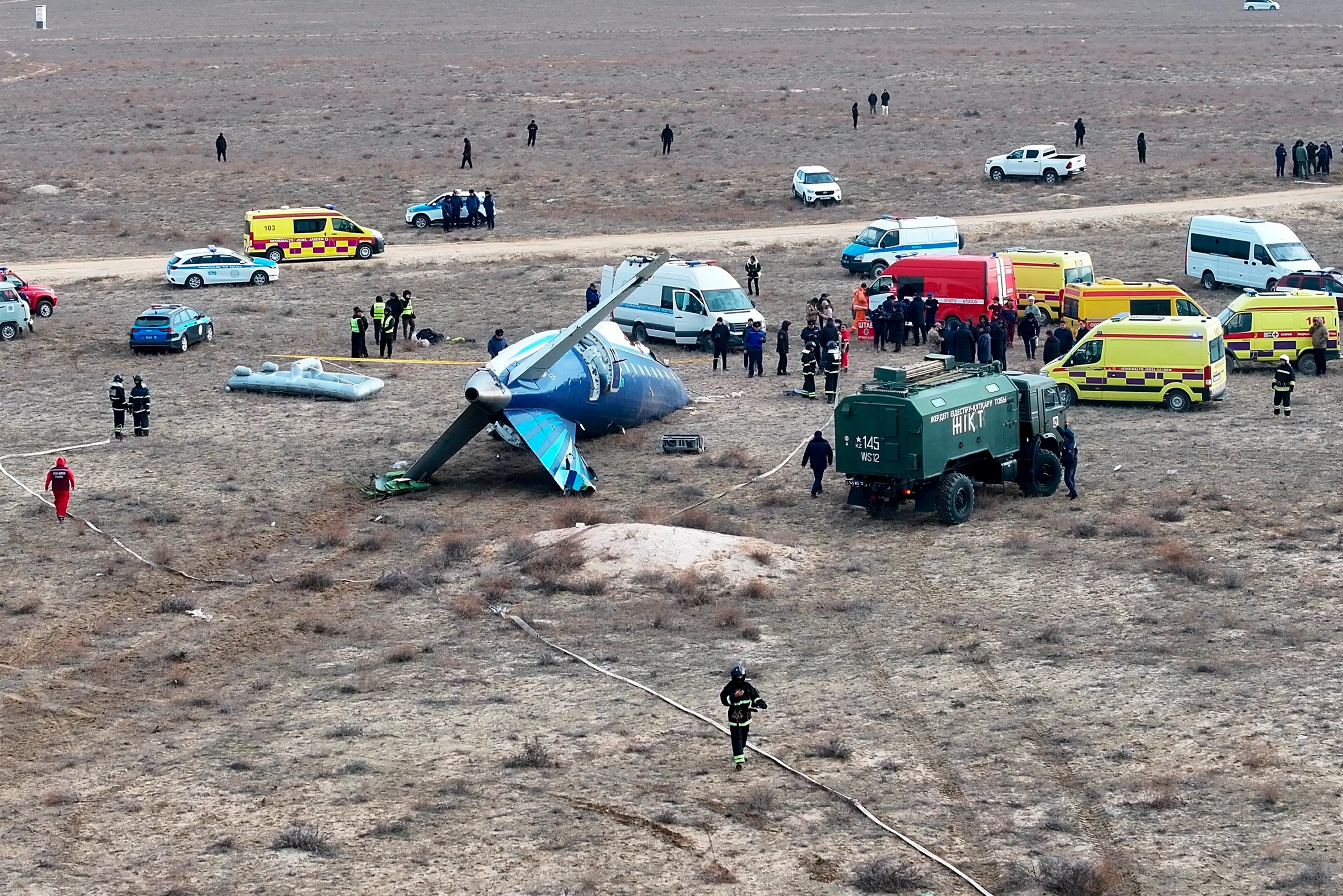 wreckage of Azerbaijan Airlines Embraer