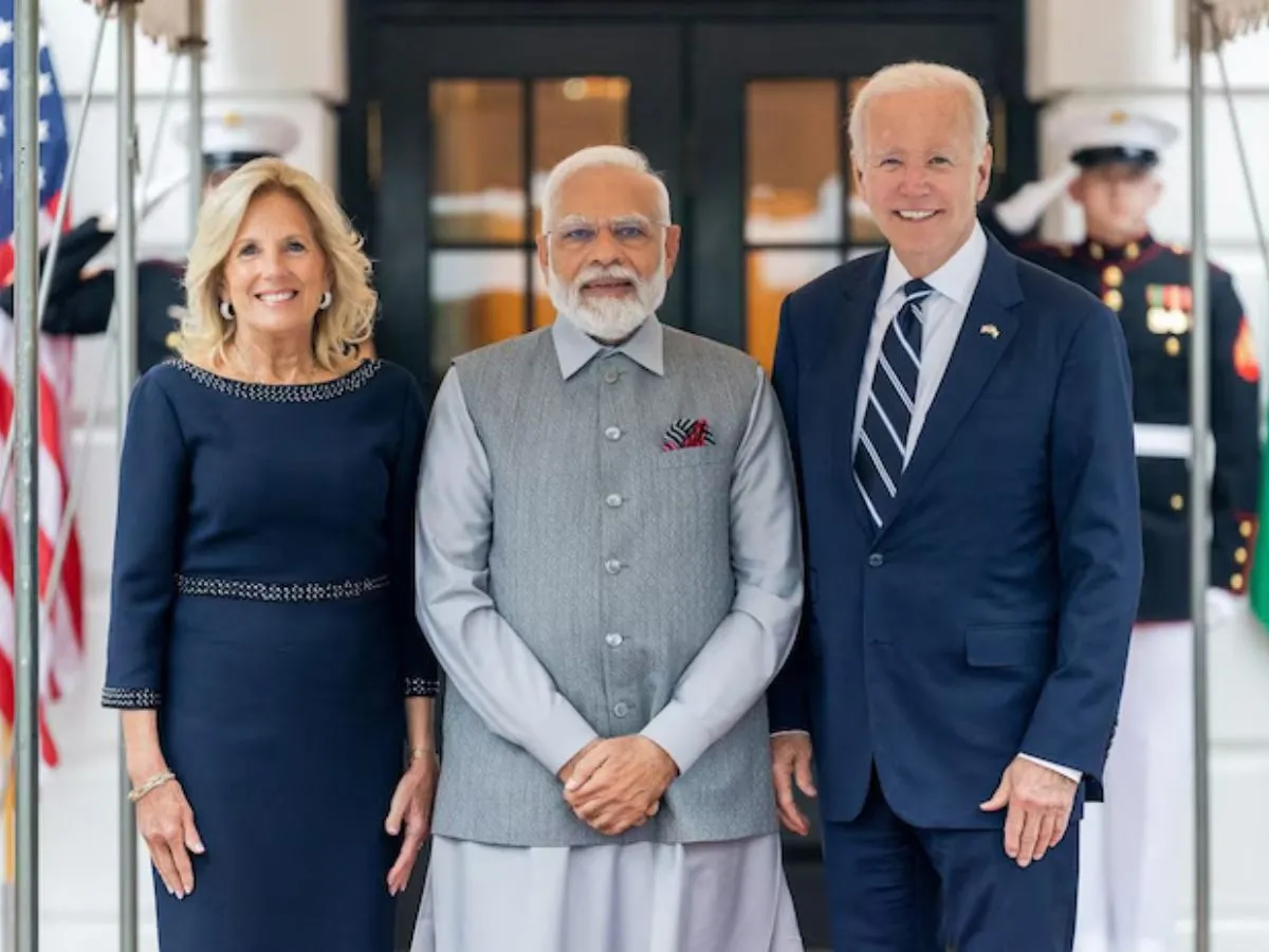 Prime Minister Narendra Modi with Joe Biden and his wife Jill Biden
